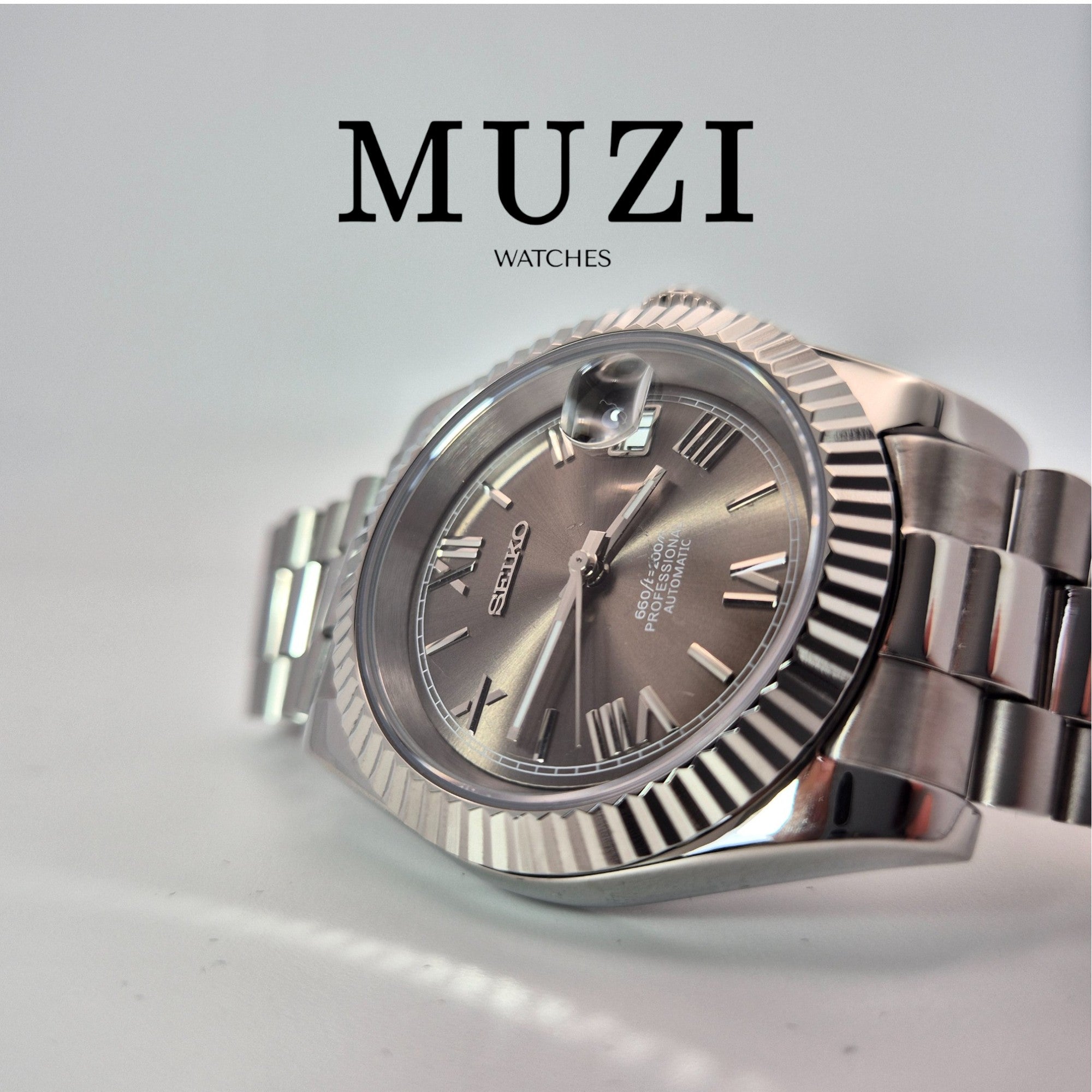 SeiJust Grey Roman- Custom Seiko Mod NH35 Automatic