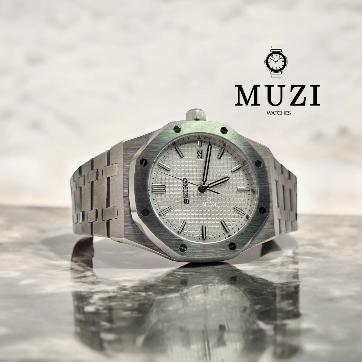 Royal Sei-Oak White - Custom Seiko Mod NH35 Automatic - Muzi Watches
