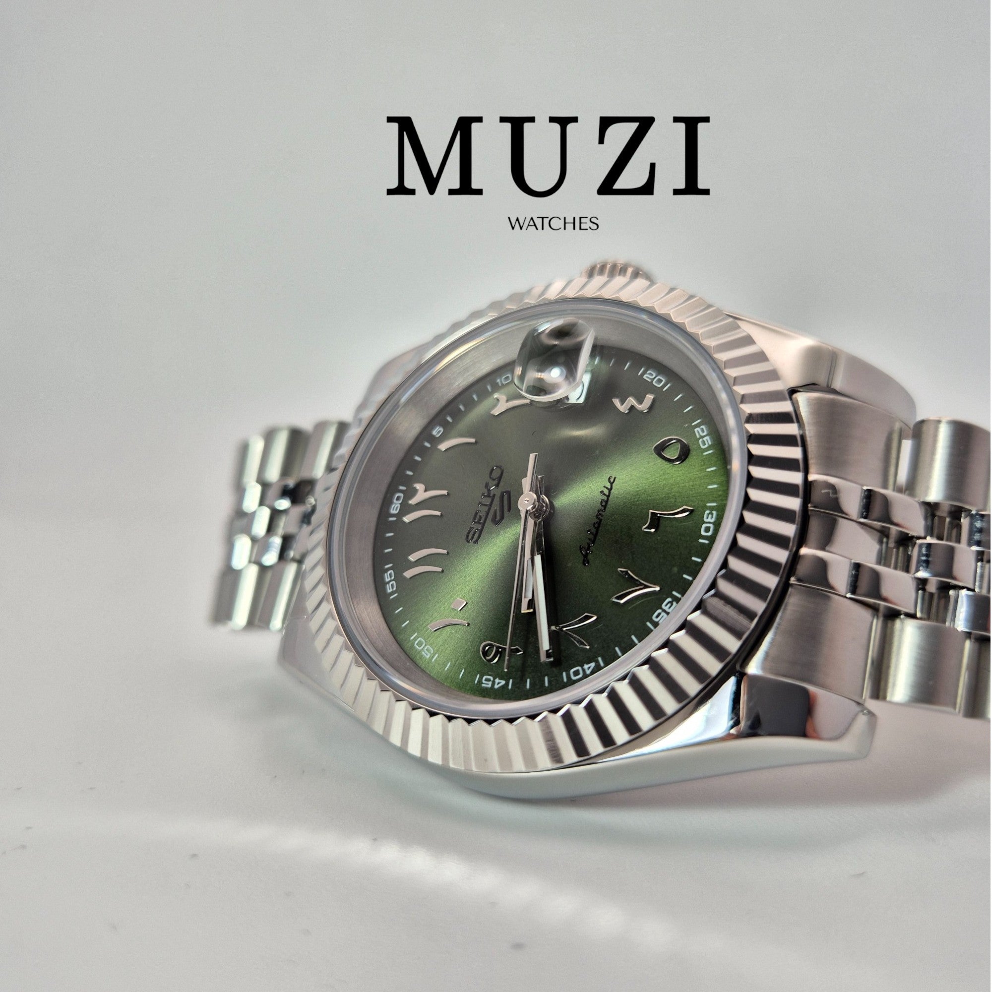 SeiJust Arabic Olive Green- Custom Seiko Mod NH35 Automatic