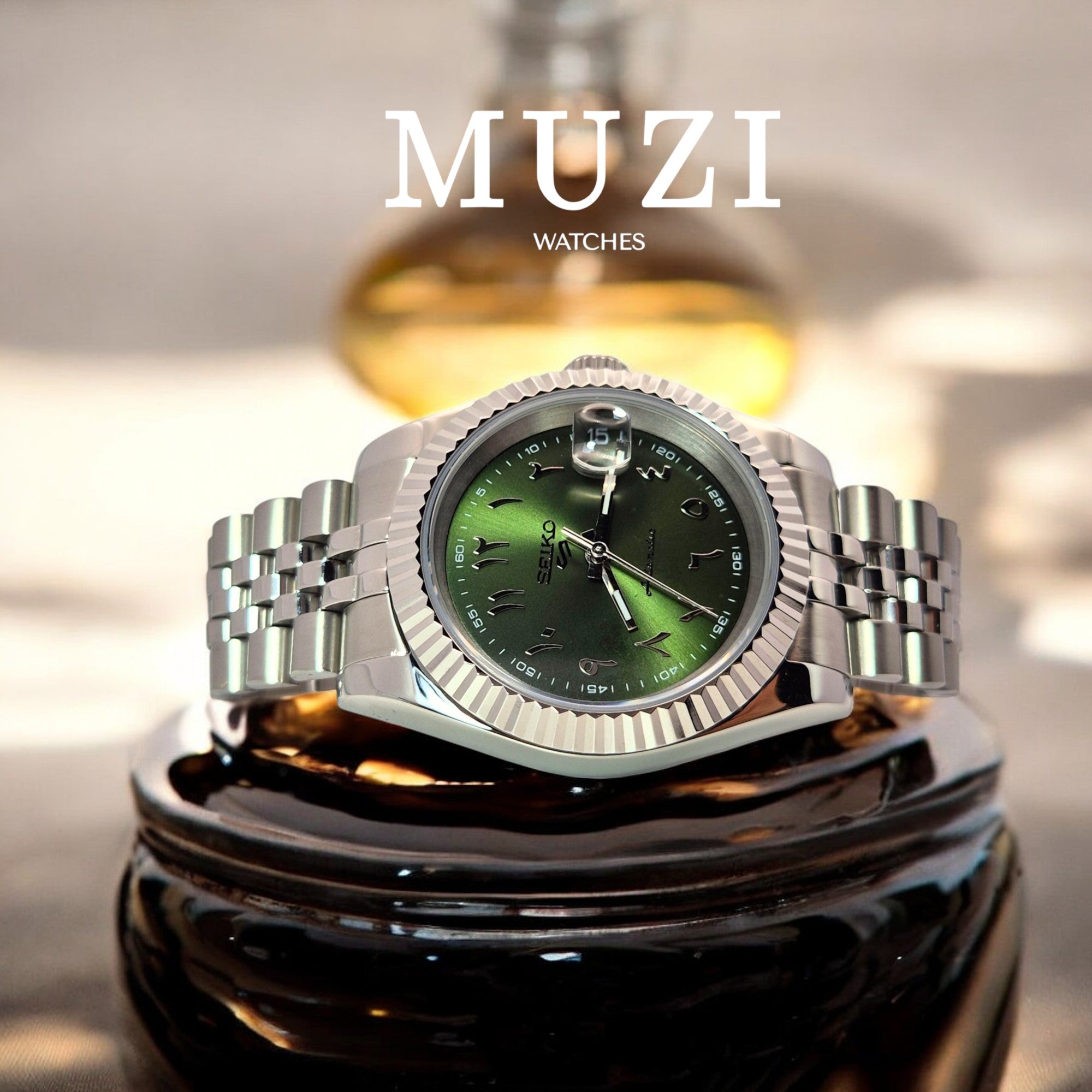SeiJust Arabic Olive Green- Custom Seiko Mod NH35 Automatic