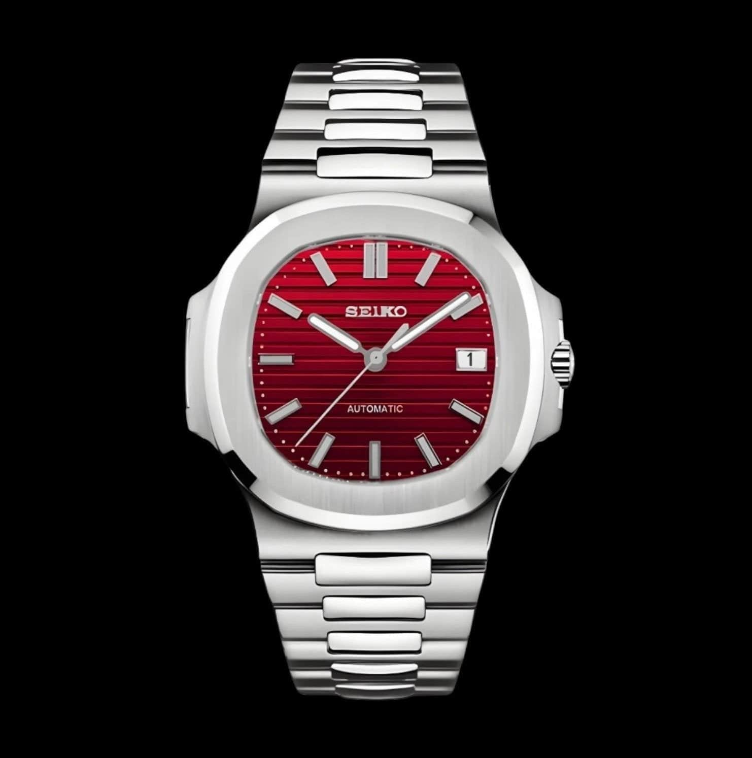 SeiNaut Silver Red- Custom Seiko Mod NH35 Automatic