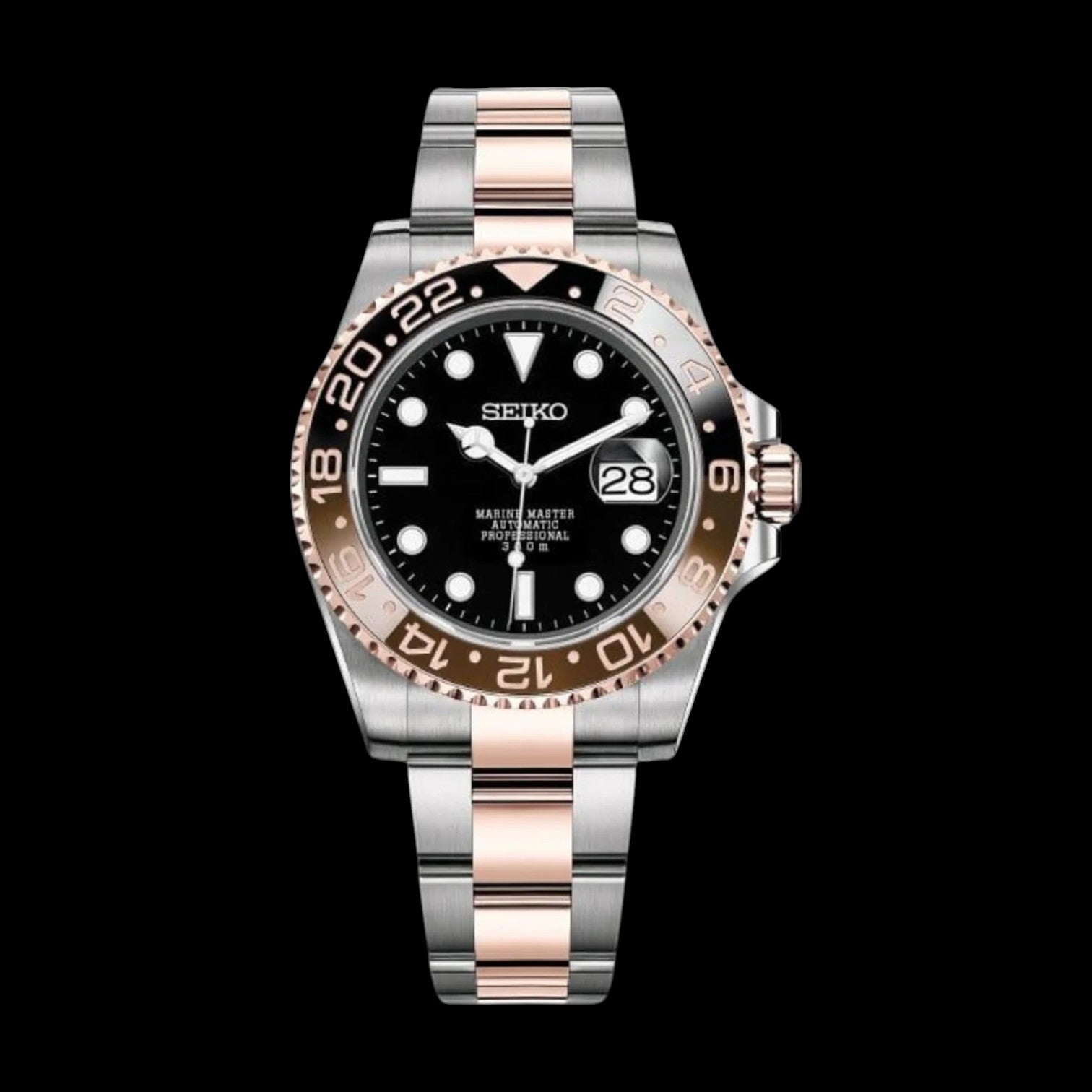 Sei-GMT Rose Gold Duotone - Custom Seiko Mod NH34 Automatic