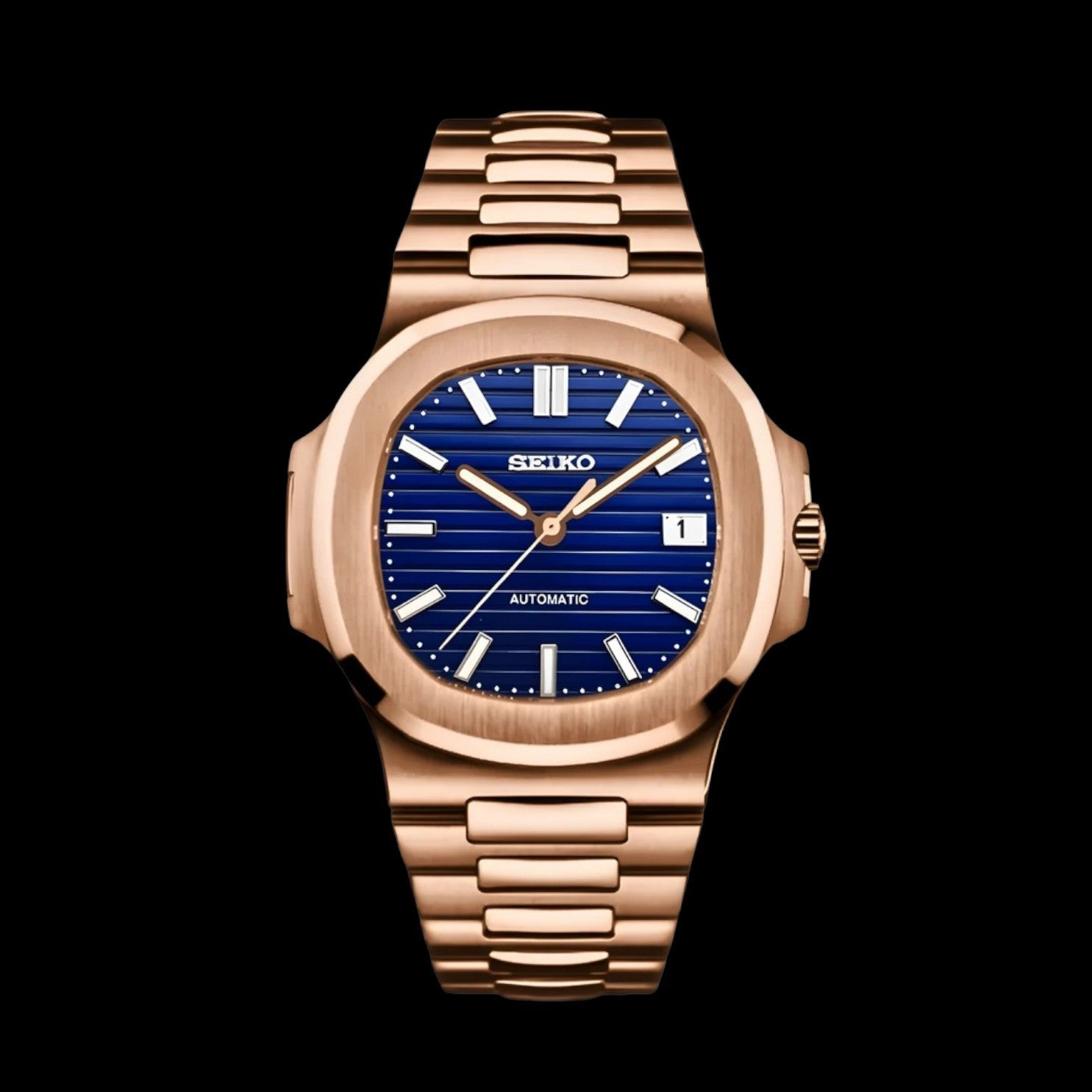 SeiNaut Rose Gold Blue- Custom Seiko Mod NH35 Automatic