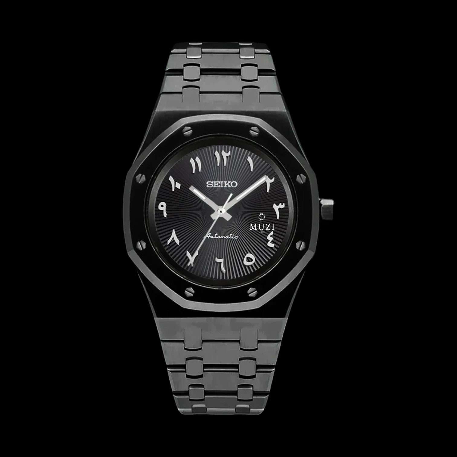 Royal Sei-Oak Black in Black Arabic - Custom Seiko Mod NH35 Automatic